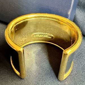 Ralph Lauren Collection Lamb Leather Goldtone Extra Wide Cuff Bracelet